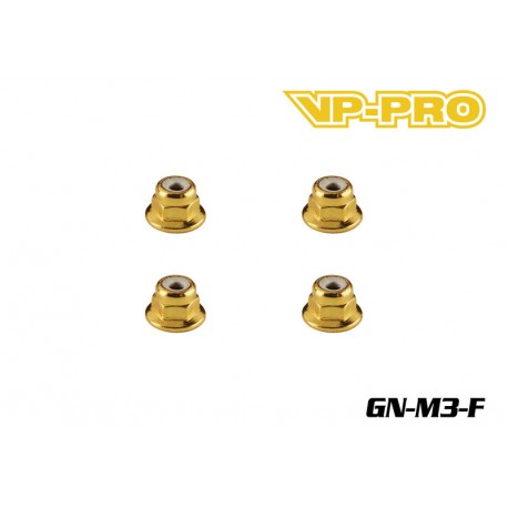 GN-M3-F - Écrou Nylstop épaulé M3 acier Gold [20pcs]