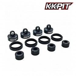 10024K - Bouchons + bagues d'amortisseurs alu 6061-T6 Noir [1set]