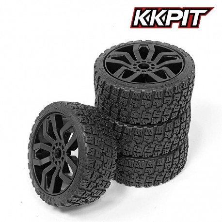 ZETA - Pneus Rallye 1/8 + insert + jante X3 noire [1set]