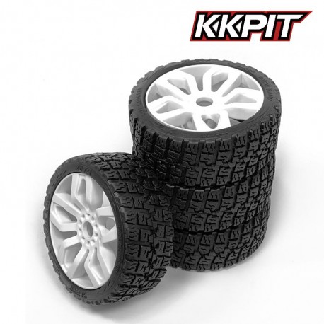 ZETA - Pneus Rallye 1/8 + insert + jante X3 blanche [1set]