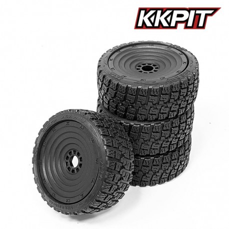 ZETA - Pneus Rallye 1/8 + insert + jante CIRCLE noire [1set]