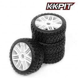 ZETA - Pneus Rallye 1/8 + insert + jante Phantom blanche [1set]