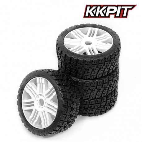 ZETA - Pneus Rallye 1/8 + insert + jante Phantom blanche [1set]