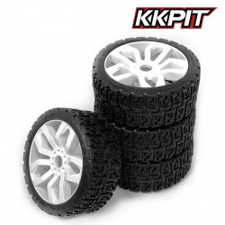 SIMA - Pneus Rallye 1/8 + insert + jante Phantom blanche [1set]