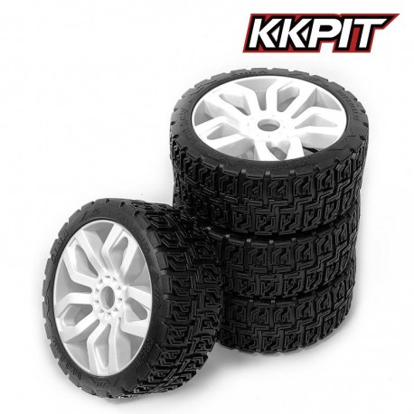 SIMA - Pneus Rallye 1/8 + insert + jante Phantom blanche [1set]