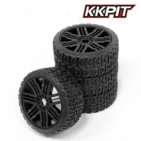 SIMA - Pneus Rallye 1/8 + insert + jante X3 noire [1set]