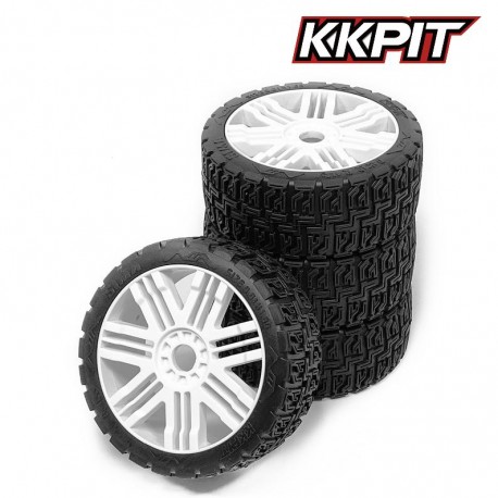 SIMA - Pneus Rallye 1/8 + insert + jante X3 blanche [1set]